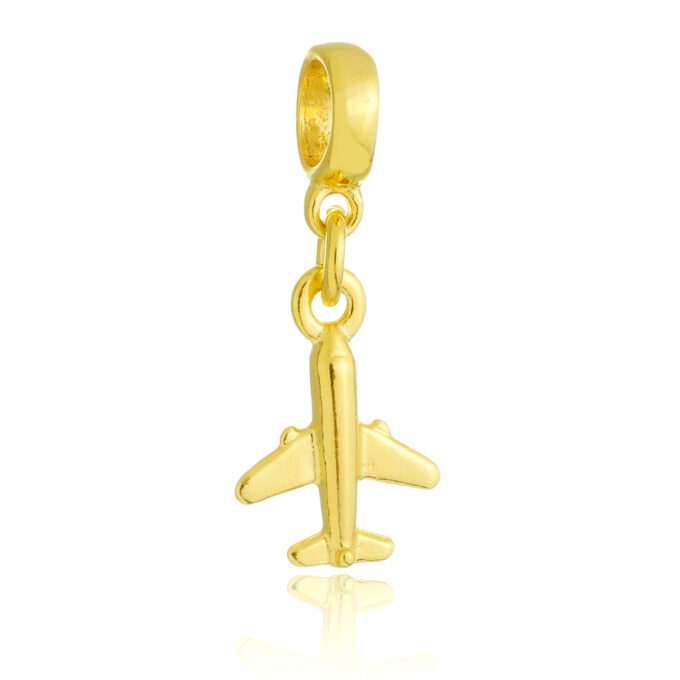 Berloque Avião Banhado a Ouro 18k