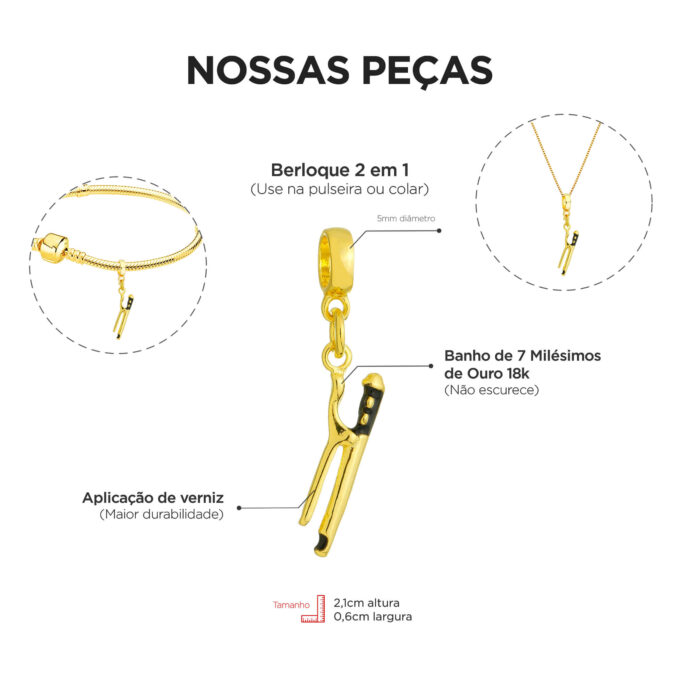Berloque Babyliss Banhado a Ouro 18k