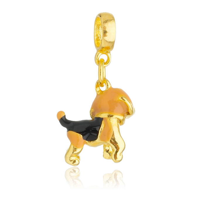 Berloque Cachorro Beagle Banhado a Ouro 18k