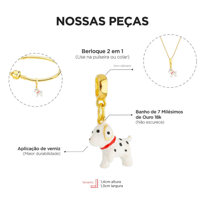Berloque Cachorro Dálmata Banhado a Prata 925