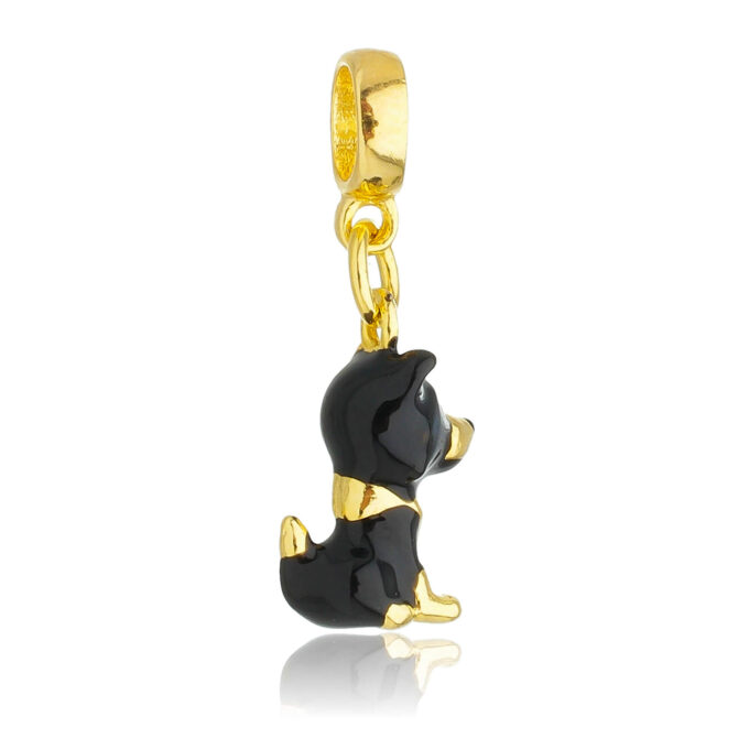 Berloque Cachorro Border Collie Banhado a Ouro 18k