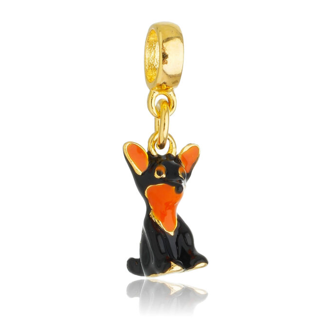 Berloque Cachorro Pinscher Banhado a Ouro 18k
