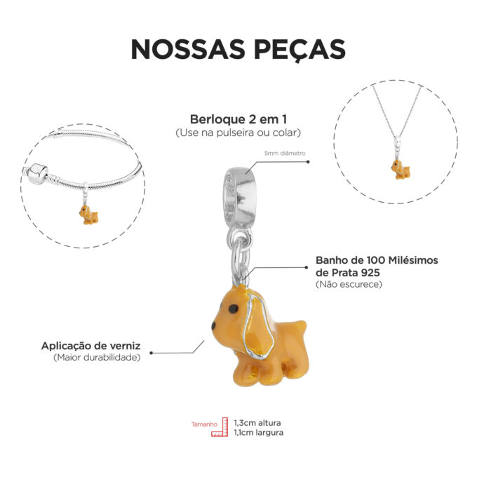 Berloque Cachorro Cocker Spaniel Banhado a Prata 925