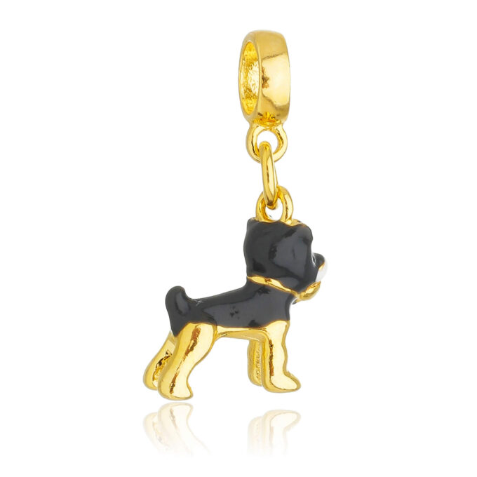 Berloque Cachorro Schnauzer Banhado a Ouro 18k