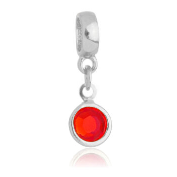 Berloque Cristal Vermelho Banhado a Prata 925