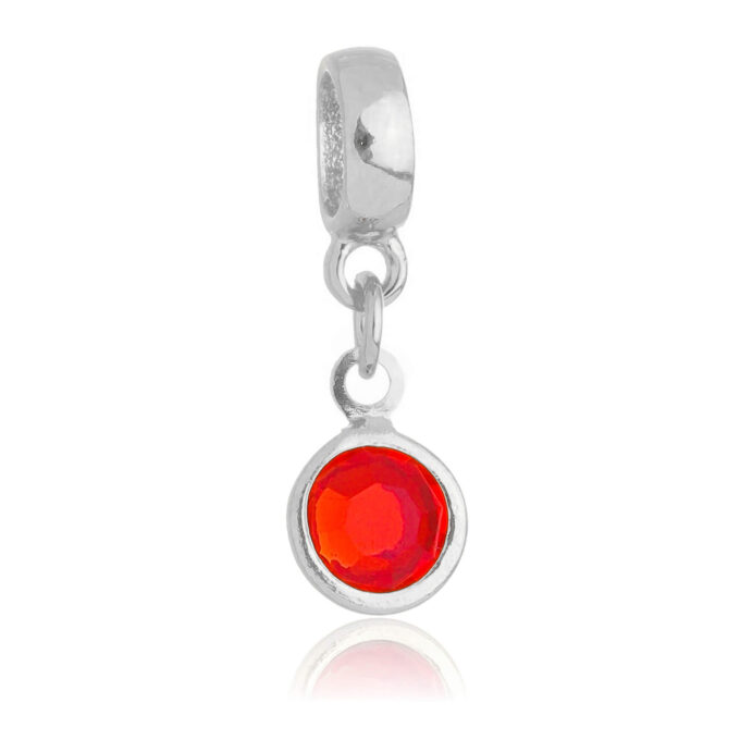 Berloque Cristal Vermelho Banhado a Prata 925