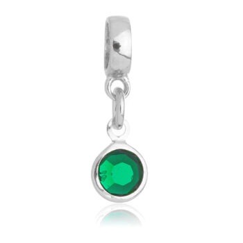 Berloque Cristal Verde Banhado a Prata 925