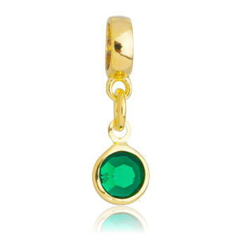 Berloque Cristal Verde Banhado a Ouro 18k