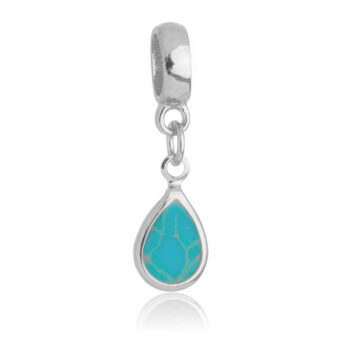 Berloque Cristal Jade Gota Banhado a Prata 925