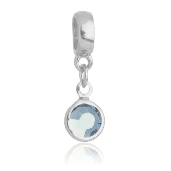 Berloque Cristal Cinza Banhado a Prata 925