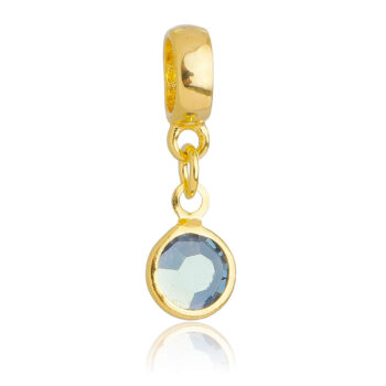 Berloque Cristal Cinza Banhado a Ouro 18k