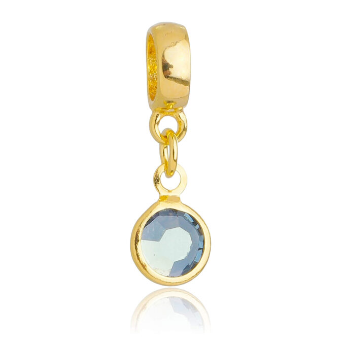 Berloque Cristal Cinza Banhado a Prata 925
