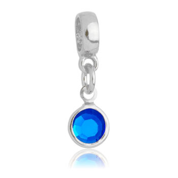 Berloque Cristal Azul Banhado a Prata 925