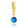 Berloque Cristal Azul Banhado a Ouro 18k