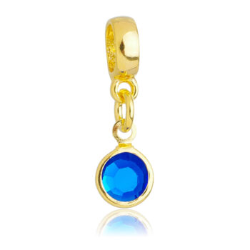 Berloque Cristal Azul Banhado a Ouro 18k