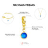Berloque Cristal Azul Banhado a Ouro 18k