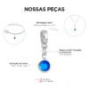 Berloque Cristal Azul Banhado a Ouro 18k