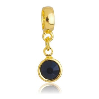 Berloque Cristal Preto Banhado a Ouro 18k