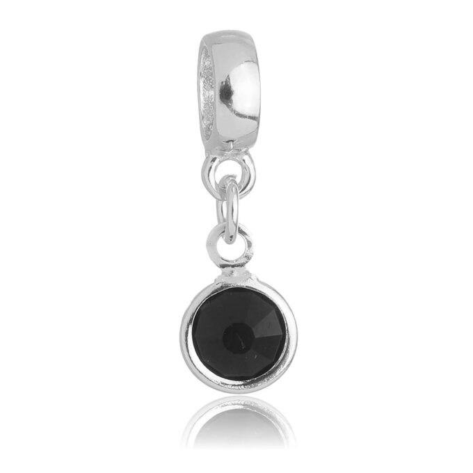 Berloque Cristal Preto Banhado a Ouro 18k