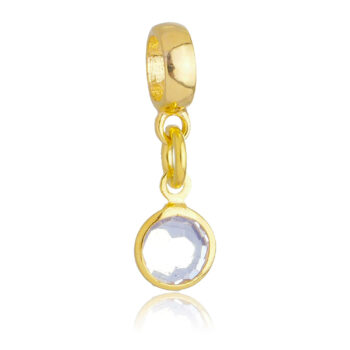 Berloque Cristal Transparente Banhado a Ouro 18k