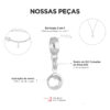 Berloque Cristal Transparente Banhado a Ouro 18k