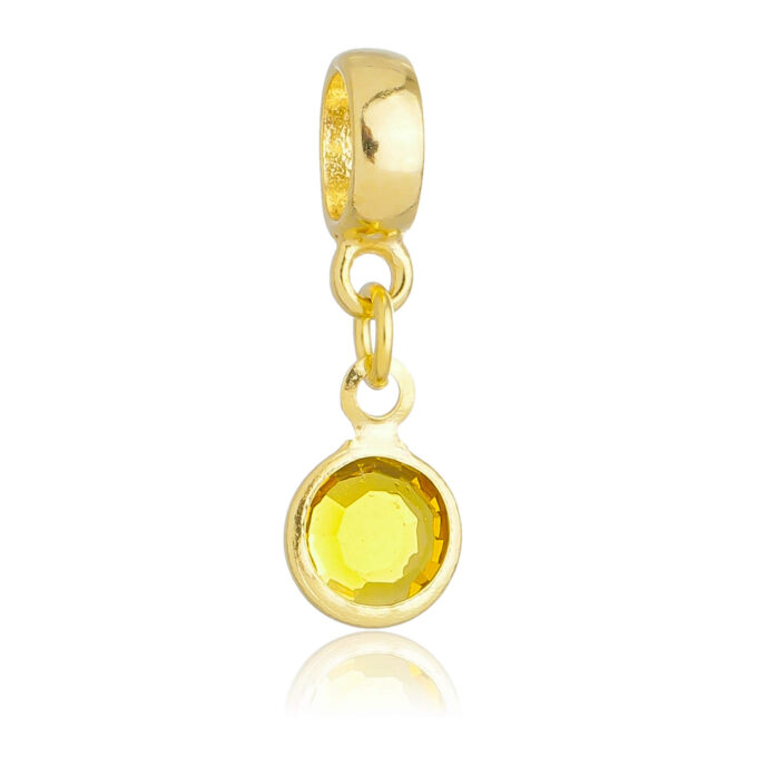 Berloque Cristal Amarelo Banhado a Ouro 18k
