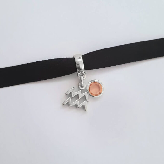 Berloque Signo Aquário com Strass Banhado a Prata 925