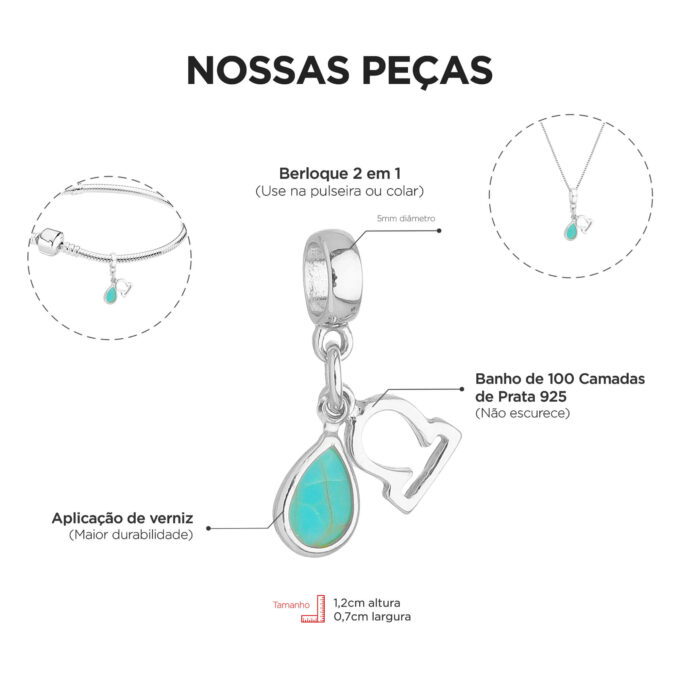 Berloque Signo Libra com Strass Banhado a Prata 925