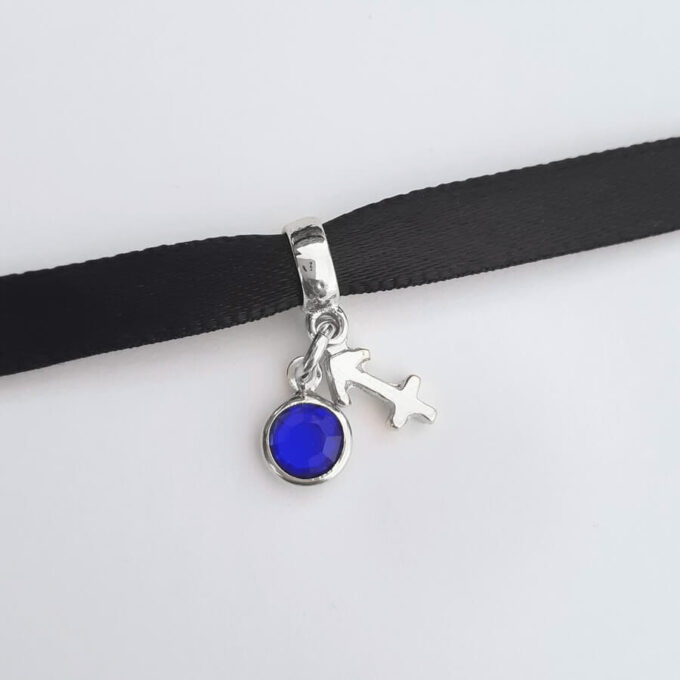 Berloque Signo Sagitário com Strass Banhado a Prata 925
