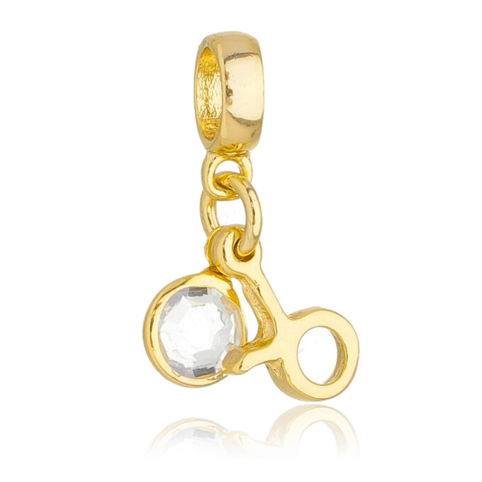 Berloque Signo Touro com Strass Banhado a Prata 925