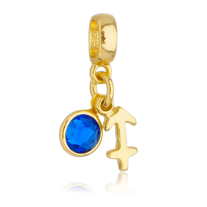 Berloque Signo Sagitário com Strass Banhado a Ouro 18k