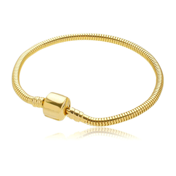Pulseira Para Berloque Fecho Tambor Banhado a Ouro 18k