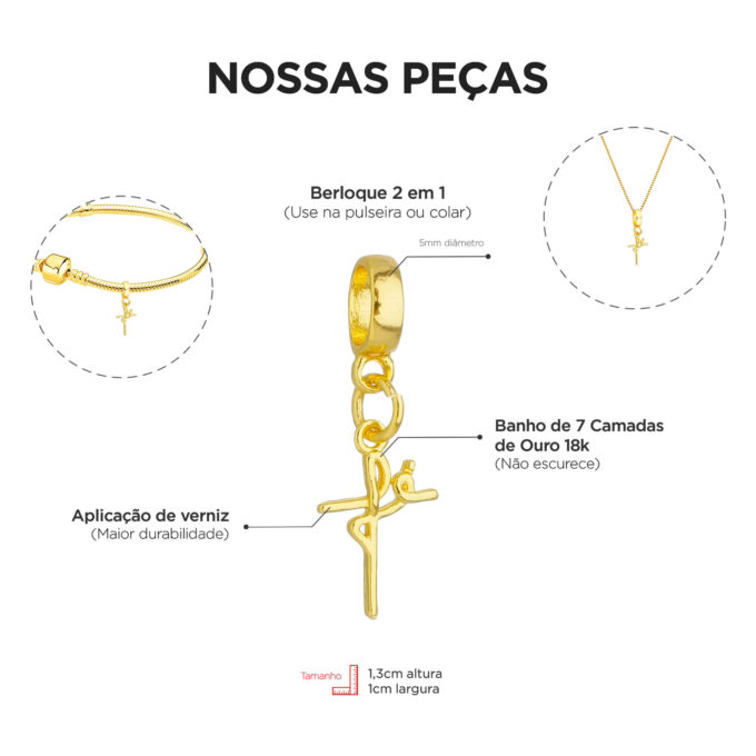 Berloque de Fé Religioso Banhado a Ouro 18k