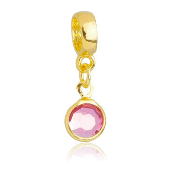 Berloque Cristal Rosa Banhado a Ouro 18k