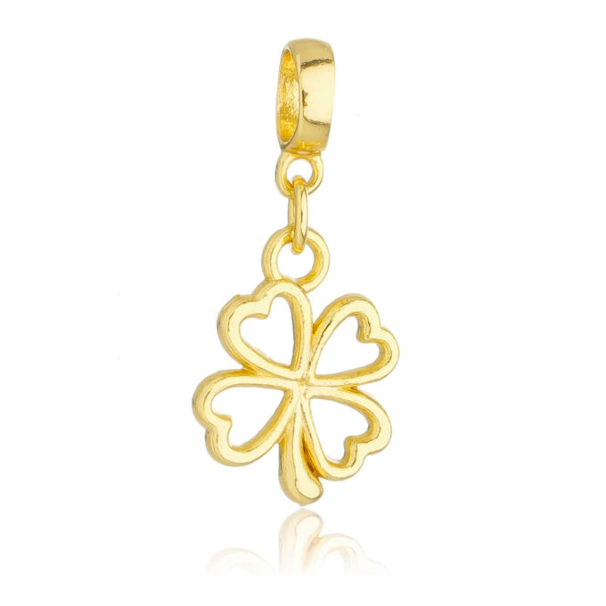 Berloque Trevo 4 Folhas Banhado a Ouro 18k