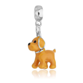 Berloque Cachorro Golden Retriever Amarelo Banhado a Prata 925.