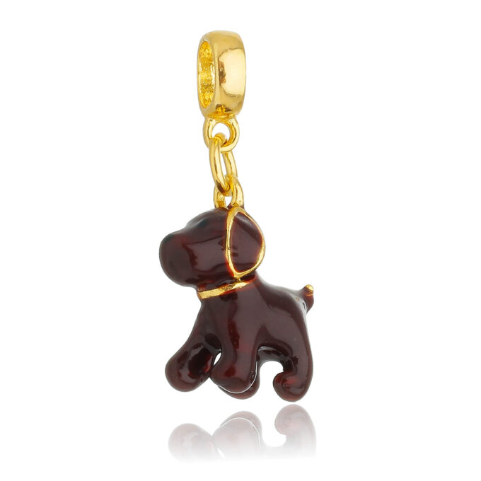 Berloque Cachorro Golden Retriever Marrom Banhado a Ouro 18k.