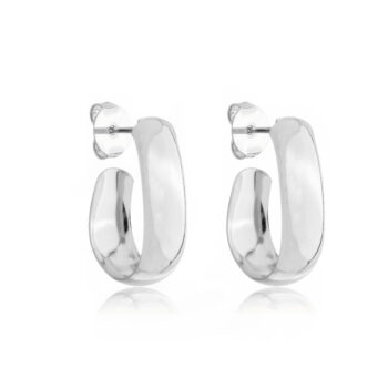 Brinco Argola Oval Lisa Banhado a Prata 925