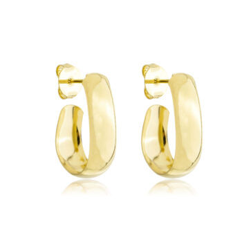 Brinco Argola Oval Lisa Banhado a Ouro 18k