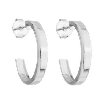 Brinco Meia Argola Quadrada Redonda Banhado a Prata 925